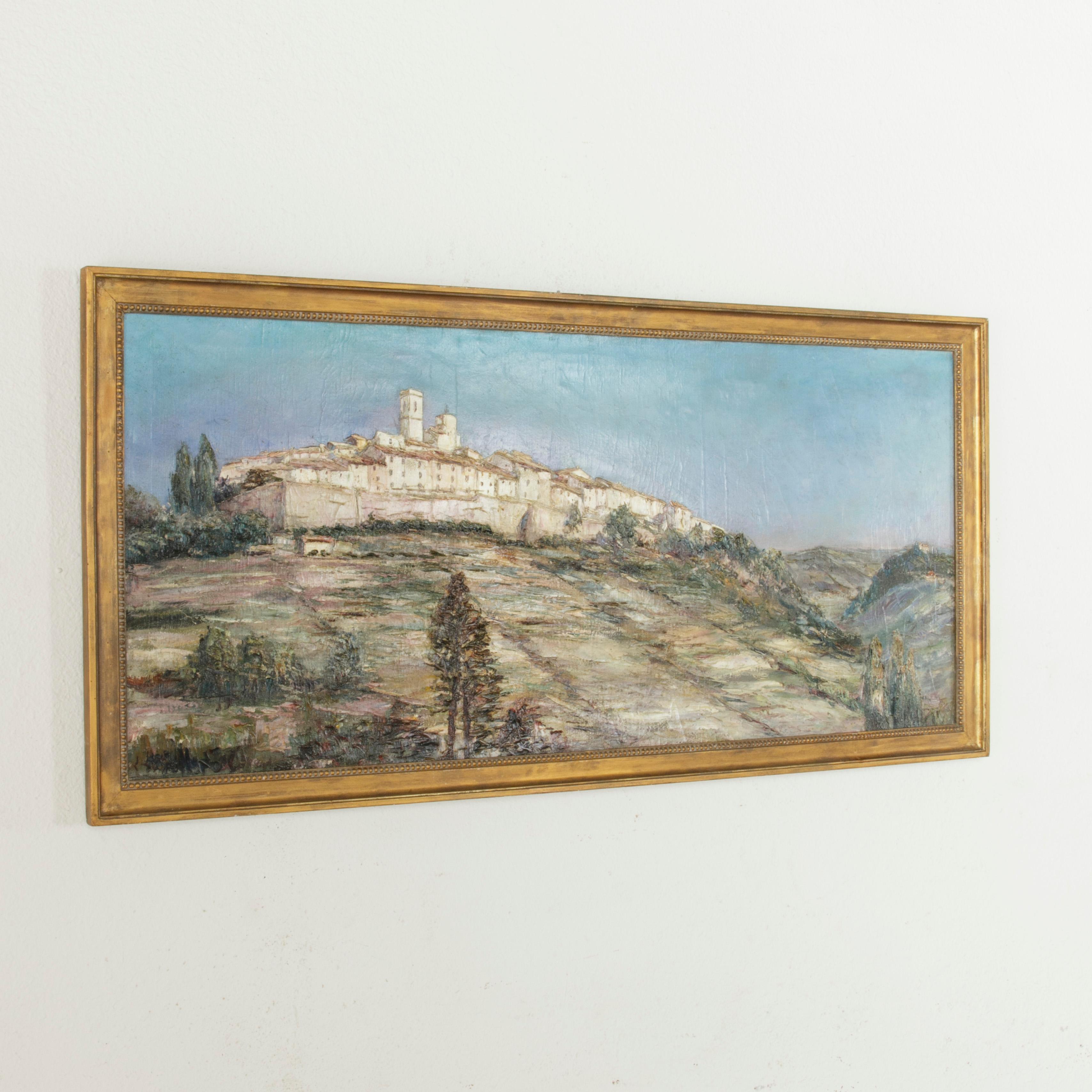 Early 20th Century French Panorama Oil Painting, Giltwood Frame 1