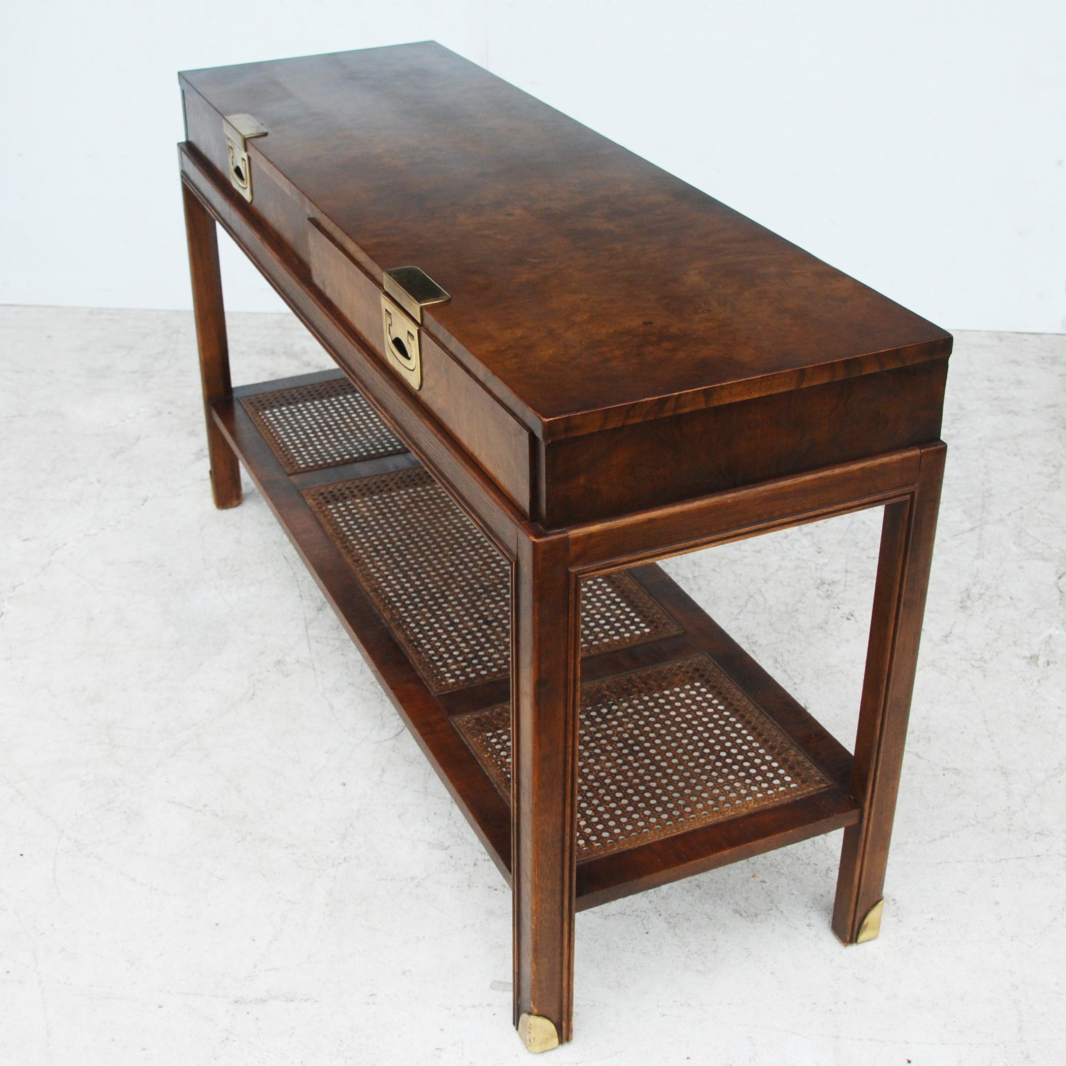 Late 20th Century Midcentury Burl Campaign Console