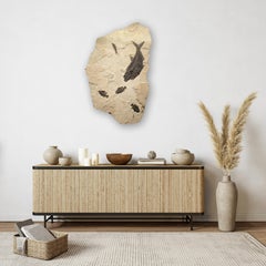 50 Million Year Old Eocene Era Fossil Fish Mural in Stone, from Wyoming