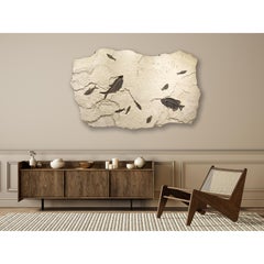 50 Million Year Old Eocene Era Fossil Fish Mural in Stone, from Wyoming
