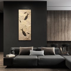 50 Million Year Old Eocene Era Fossil Fish Mural in Stone, from Wyoming