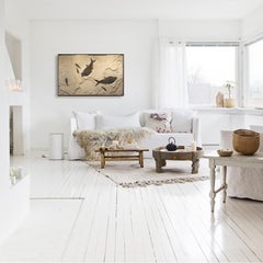 50 Million Year Old Eocene Era Fossil Fish Mural in Stone, from Wyoming