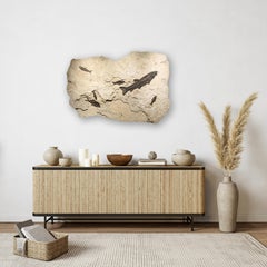 50 Million Year Old Eocene Era Fossil Fish Mural in Stone, from Wyoming