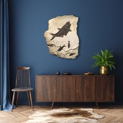 50 Million Year Old Eocene Era Fossil Fish Mural in Stone, from Wyoming