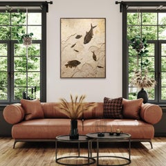 50 Million Year Old Fossil Fish Mural from the Green River Formation, Wyoming