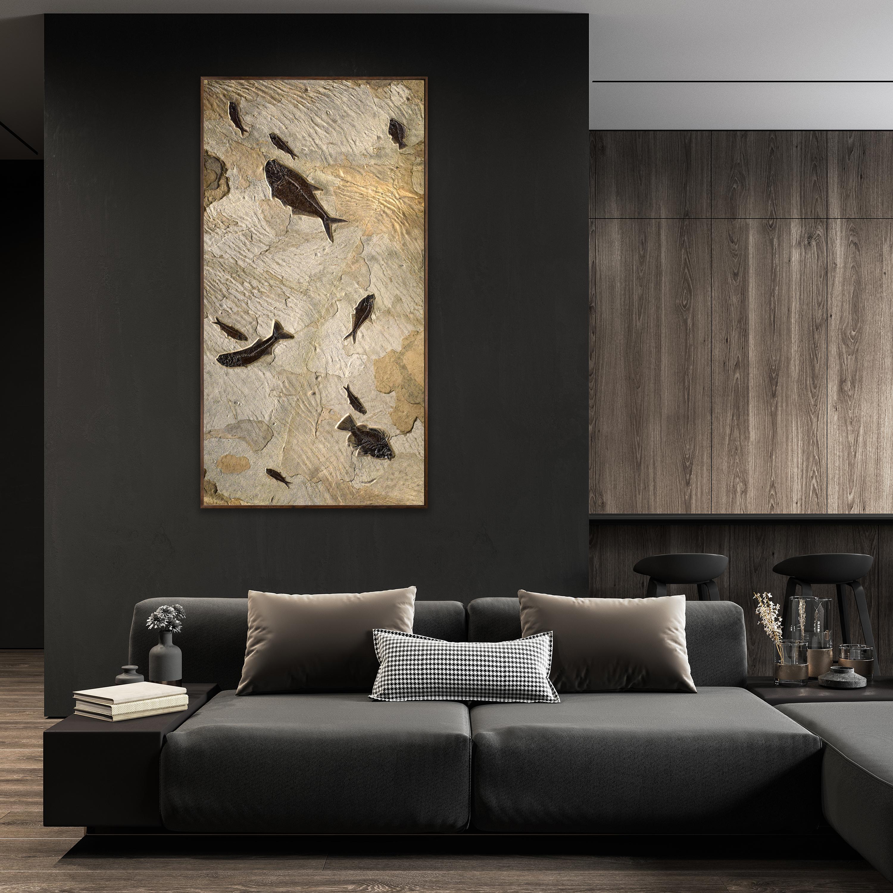 50 Million Year Old Fossil Fish Mural from the Green River Formation, Wyoming In New Condition For Sale In Logan, UT
