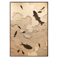 50 Millionen Jahre alte Fossil-Fisch-Wandmalerei aus der Formation des grünen Flusses, Wyoming