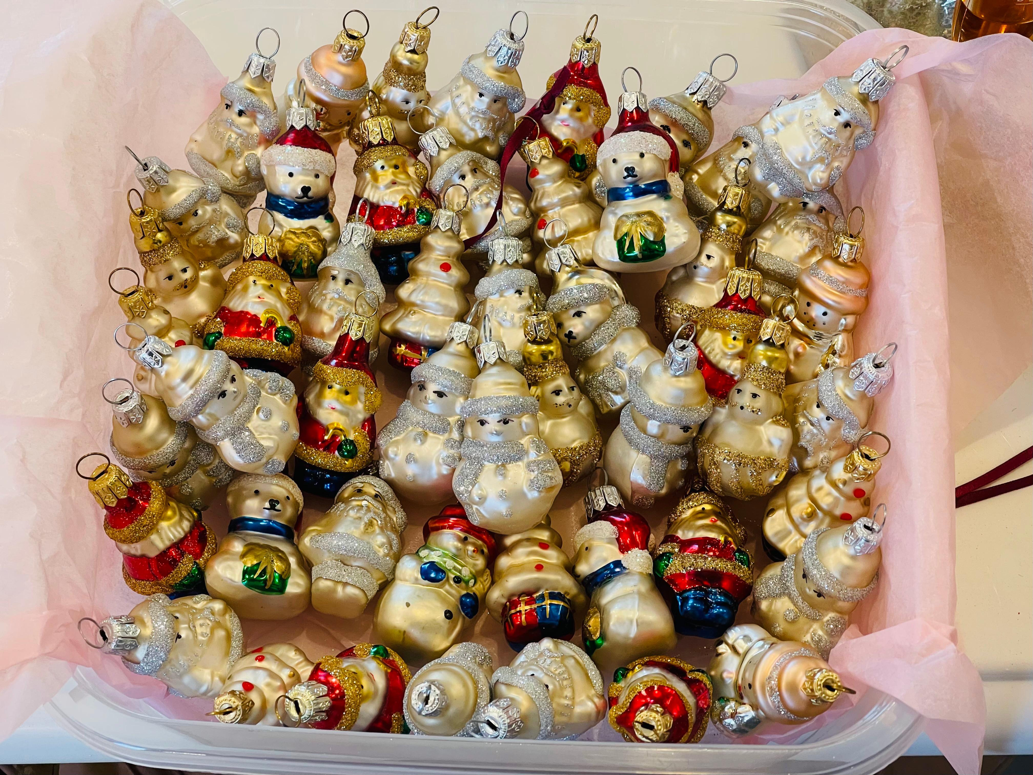 Set of 50 mini Christmas European ornaments figurines, made in an old European tradition.