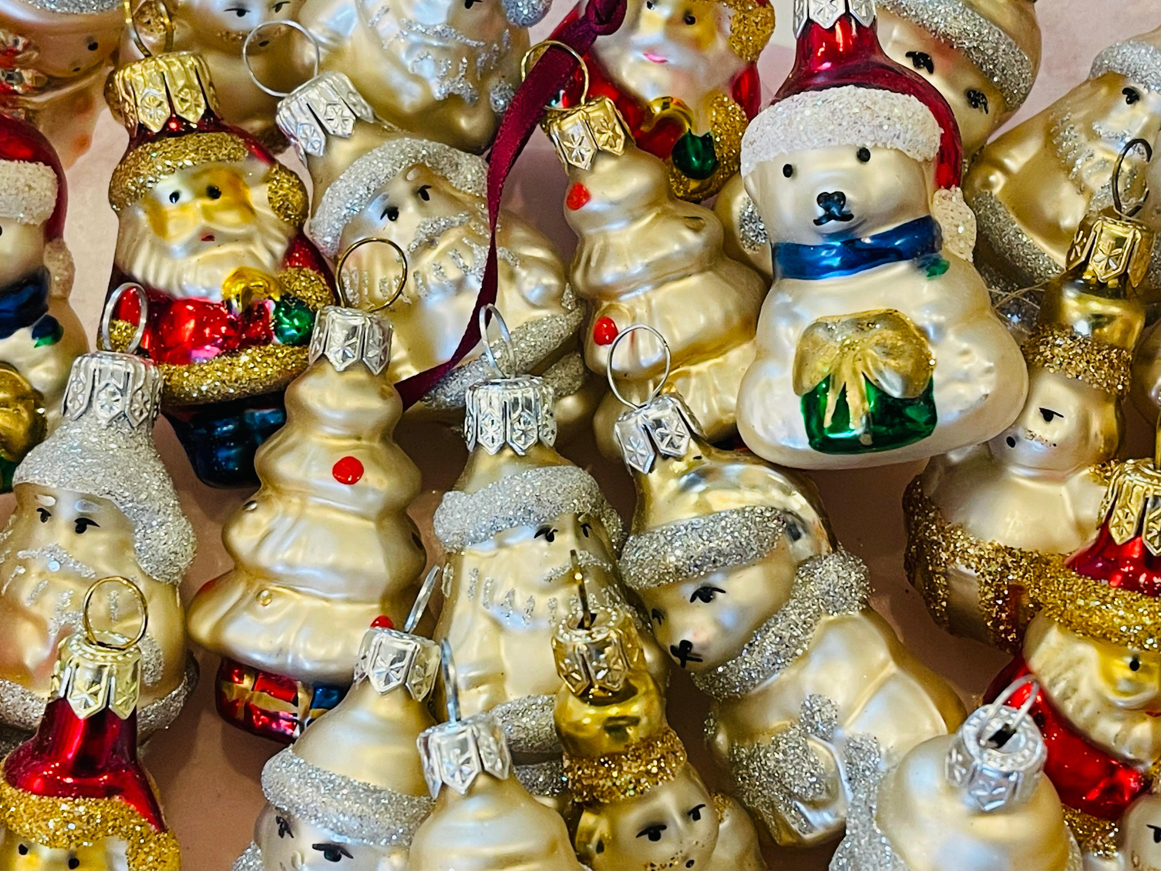 French Provincial 50 Mini Christmas Vintage European Ornaments Figurines For Sale