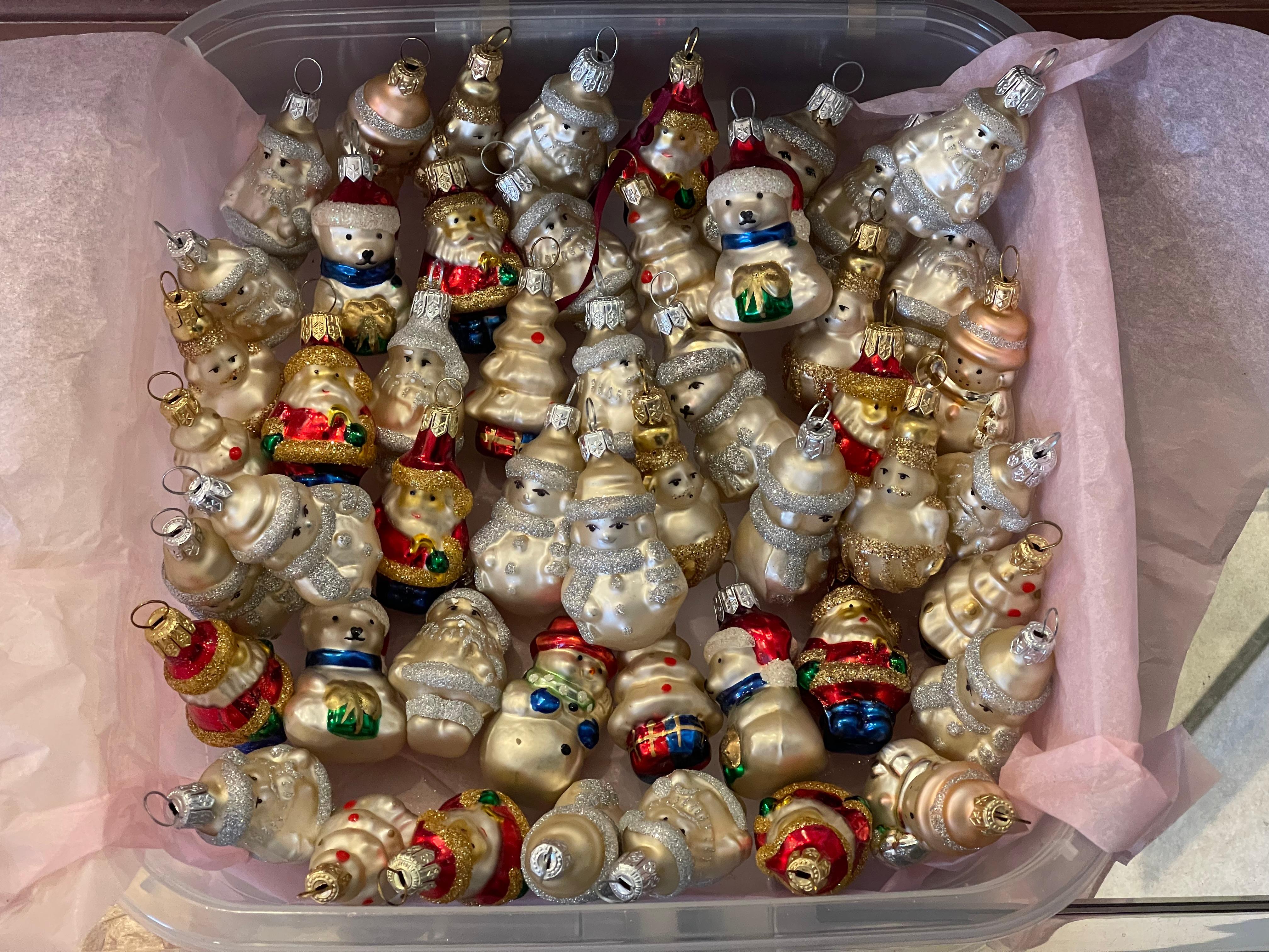 German 50 Mini Christmas Vintage European Ornaments Figurines For Sale