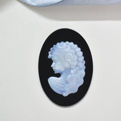 50 MM Hand-Carved Australian Opal Maiden Cameo on Black Onyx Gemstone