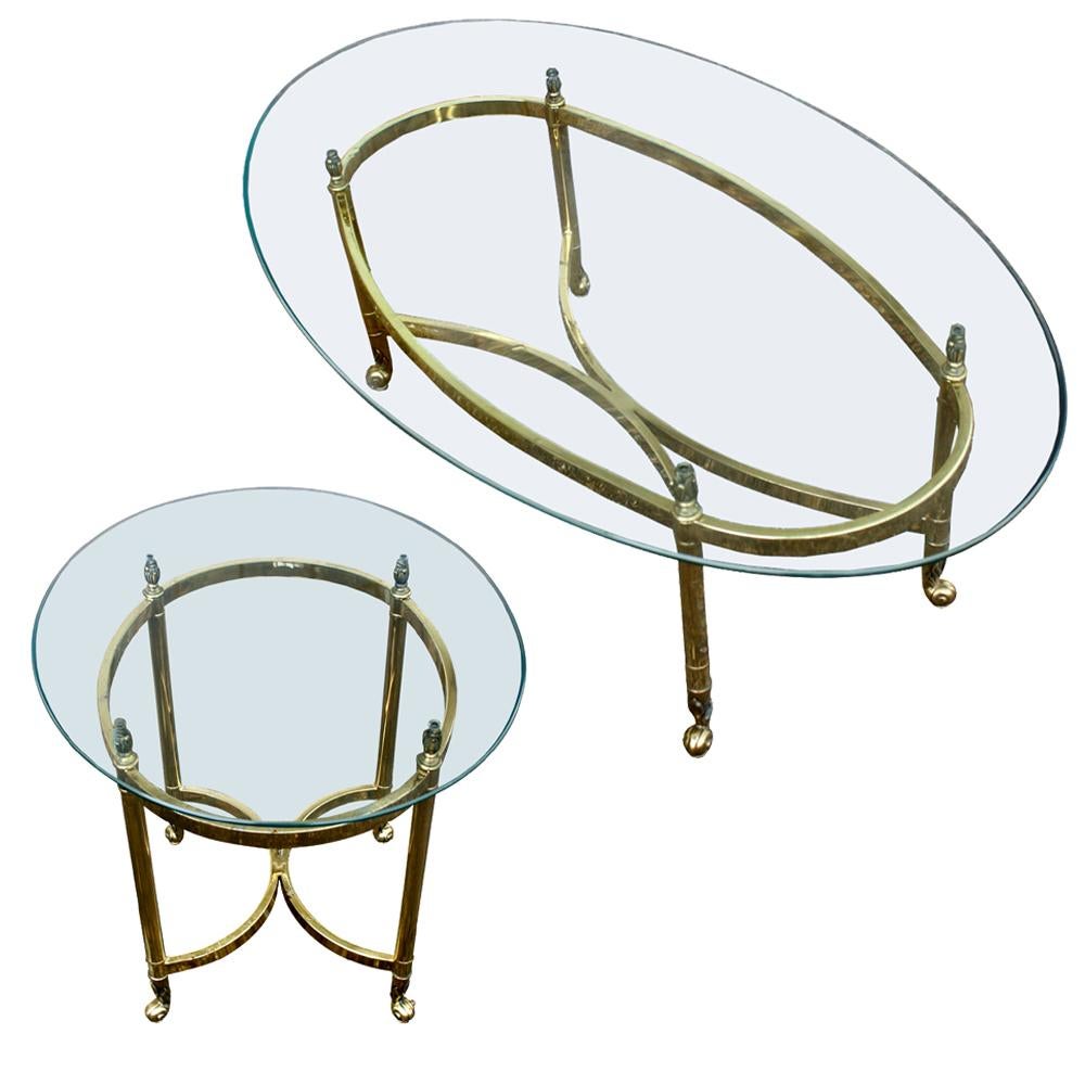 Late 20th Century Oval Italian Neoclassical Vintage Brass Side Table