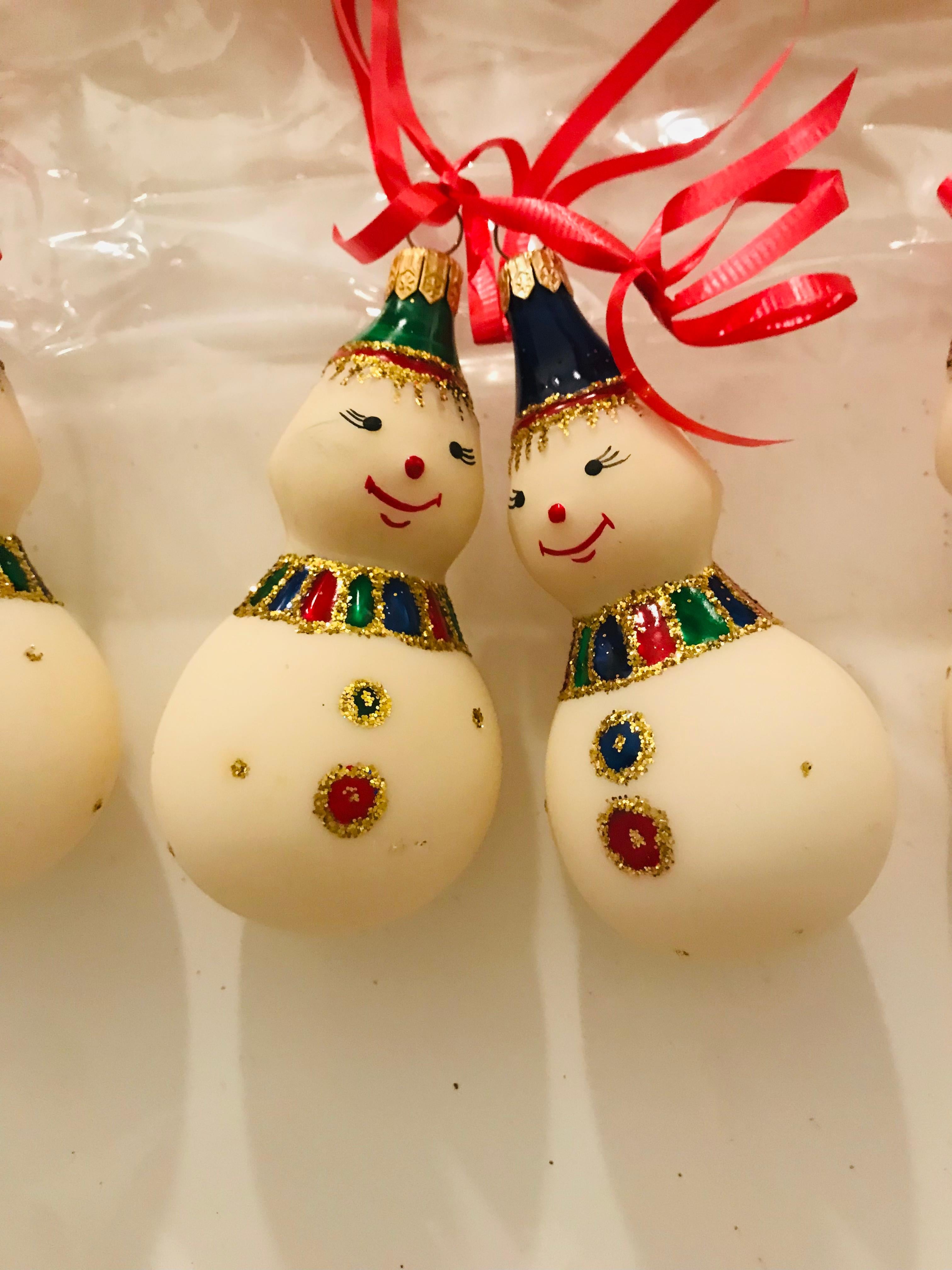 Hand painted unique 4 “ European christmas ornaments- clown figurines, collectible.