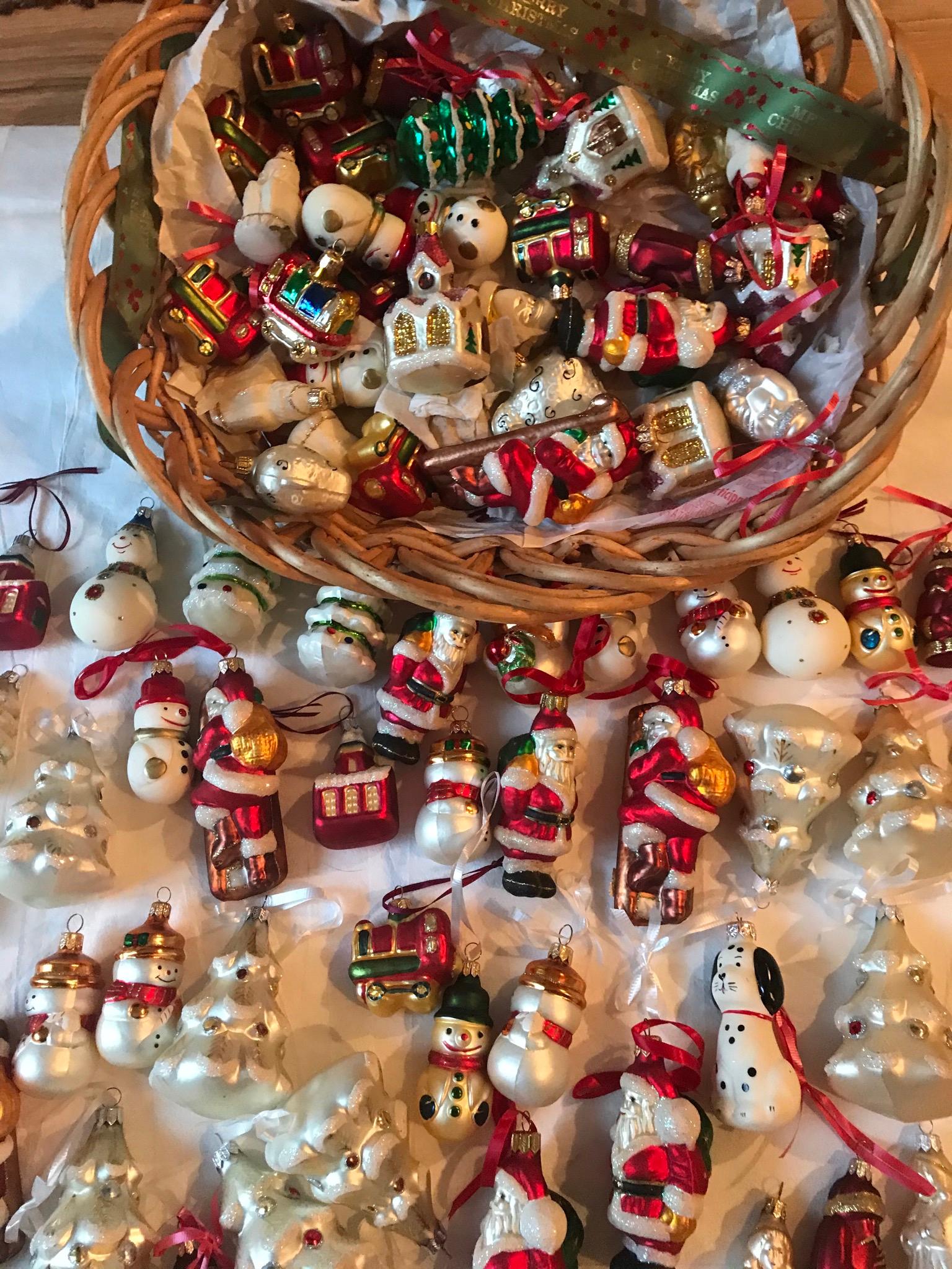 Vintage German art glass handpainted Christmas ornaments figurines 3-5 “ collection.