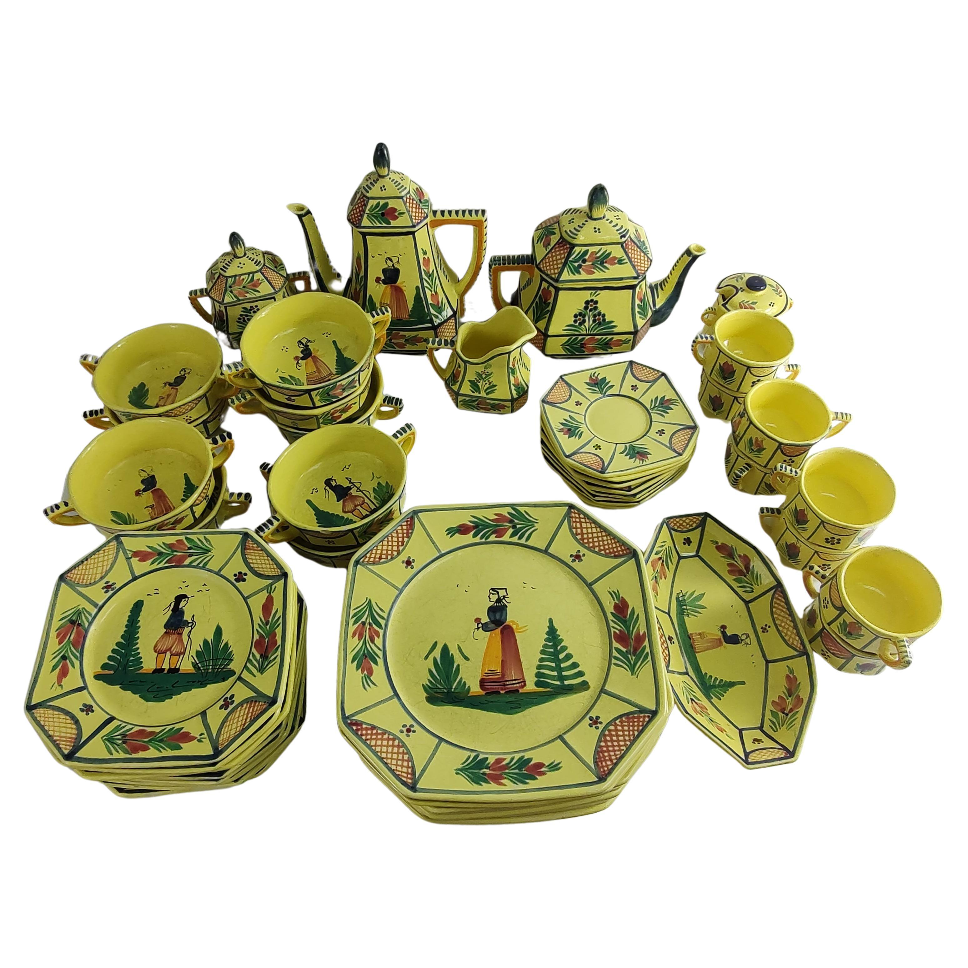 50 Teile Quimper Dinner-Set Suppen-, Salat- und Salatbecher, Untertassen, Kaffee- und Teekanne im Angebot 4