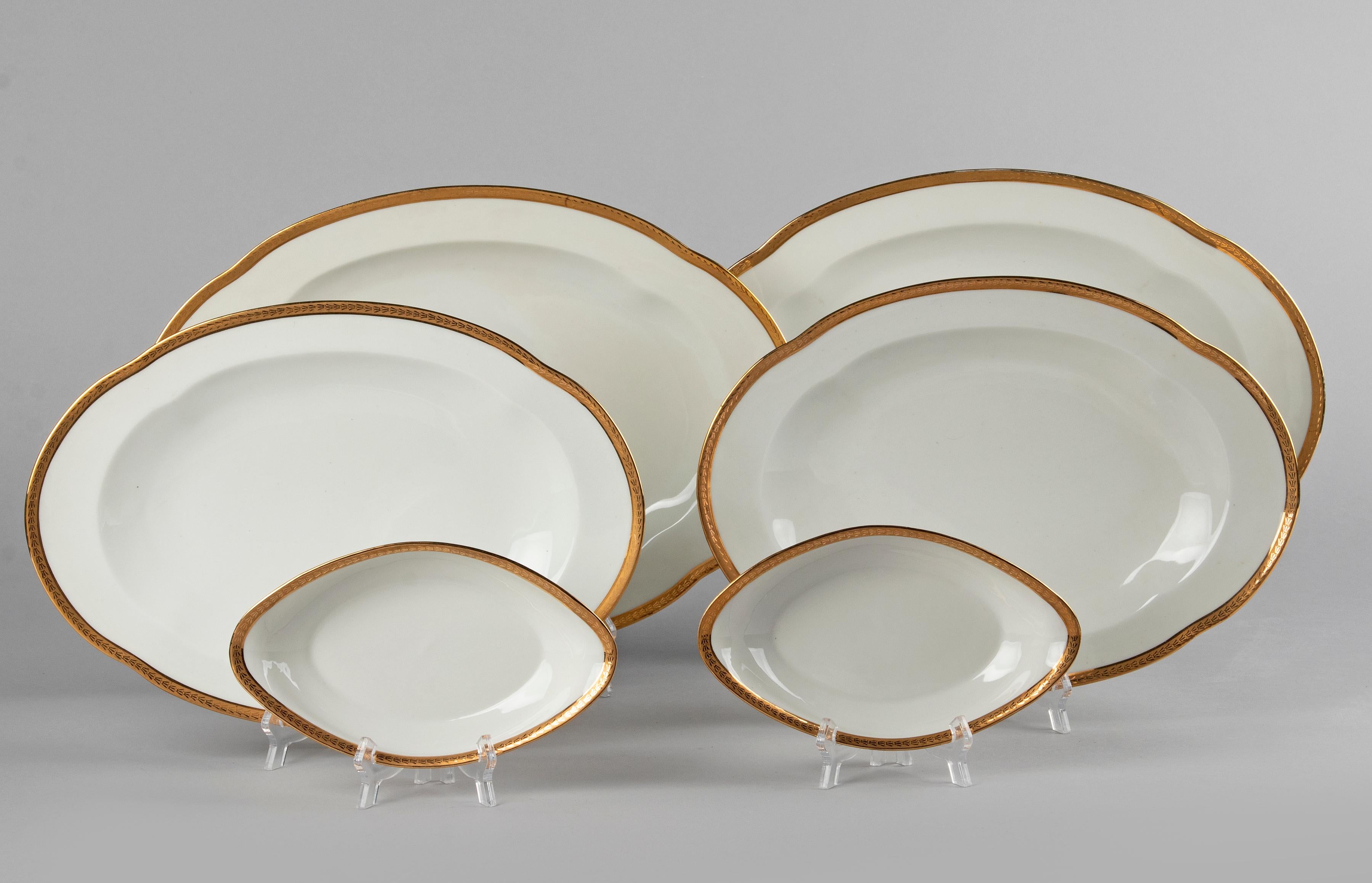 50-Piece Set Antique Porcelain Tableware by Lanternier Limoges Empire Style 9