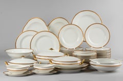 50-Piece Set Antique Porcelain Tableware by Lanternier Limoges Empire Style