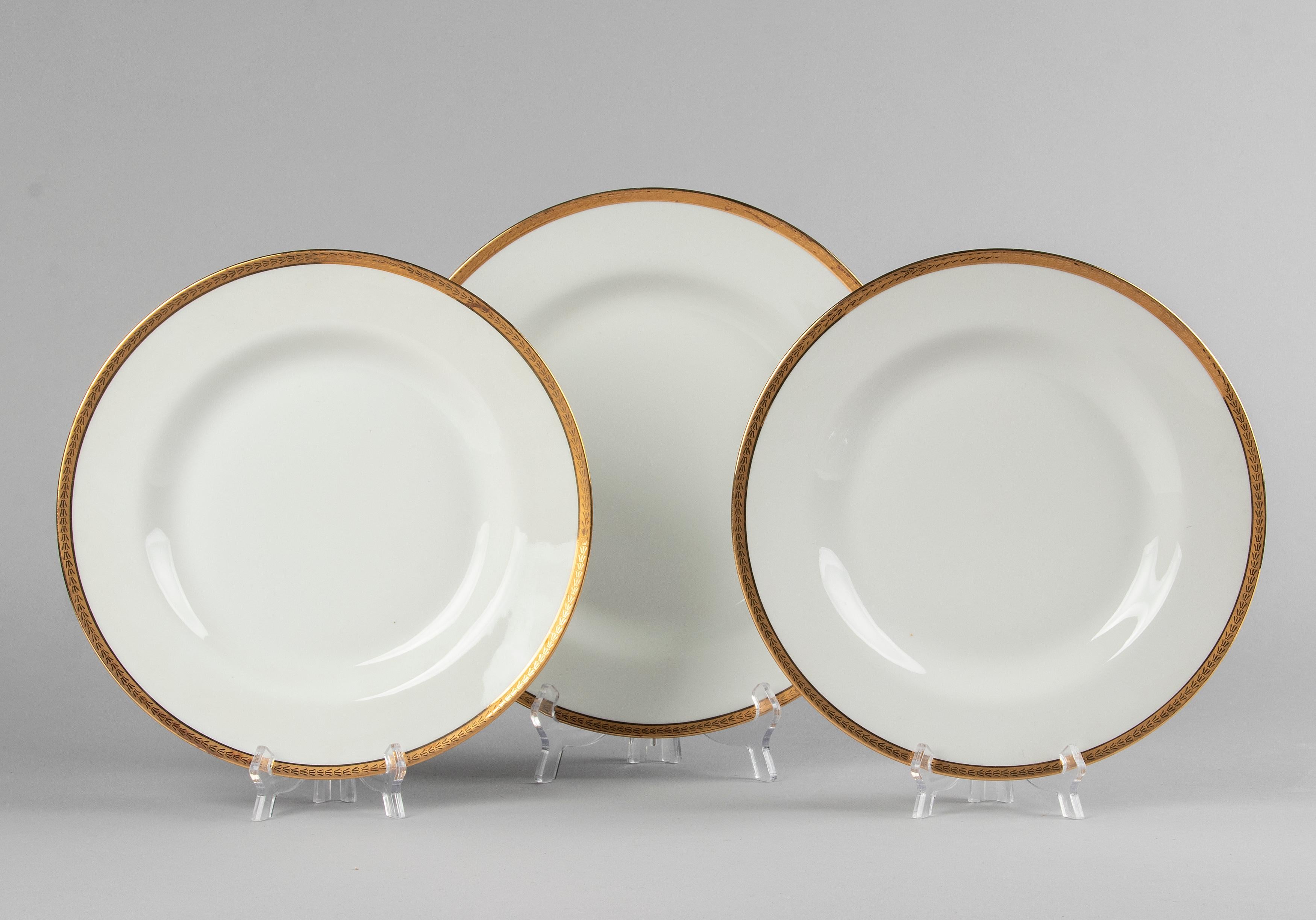 50-Piece Set Antique Porcelain Tableware by Lanternier Limoges Empire Style 11