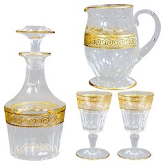 50 Pieces Baccarat Crystal Eldorado Set, 22-Carat Gold Engraved, End 19th