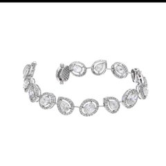 Natural 50 Pointers Diamond Pears & Oval Tennis Bracelet in 18k Gold
