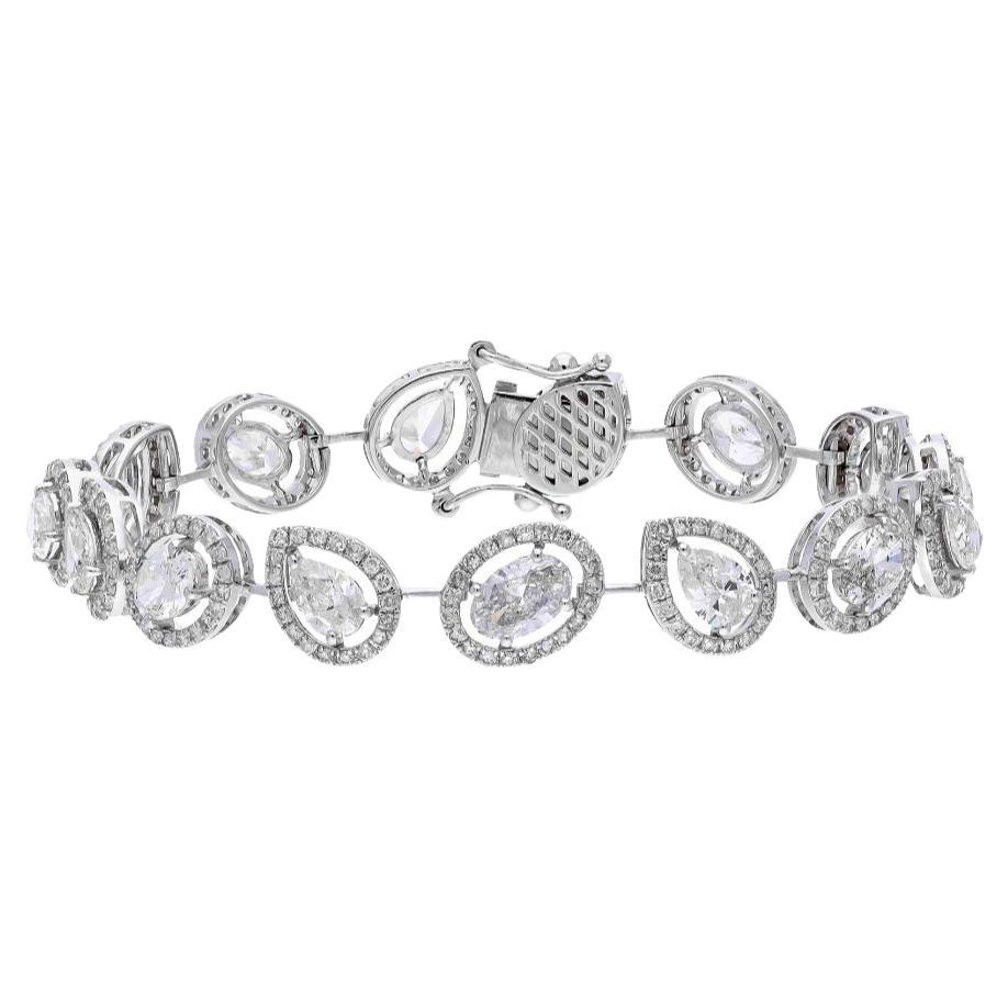 Bracelet tennis ovale 50 Pointers en or 18 carats avec poires et diamants naturels en vente