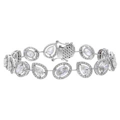 Bracelet tennis ovale 50 Pointers en or 18 carats avec poires et diamants naturels