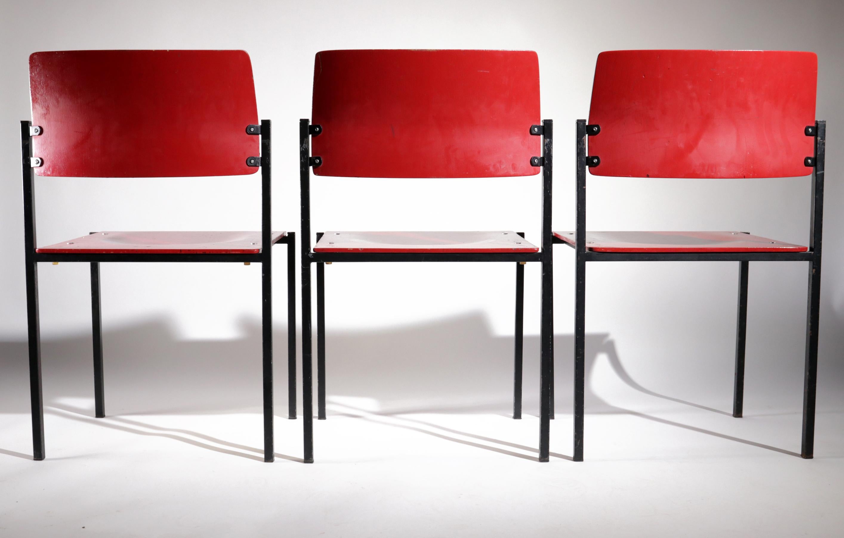 Enameled Rare Industrial Design School- Chairs Thonet Stacking Chairs