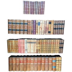 Scandinavian Antique Leather-Bound Books, Brown And Red Colors