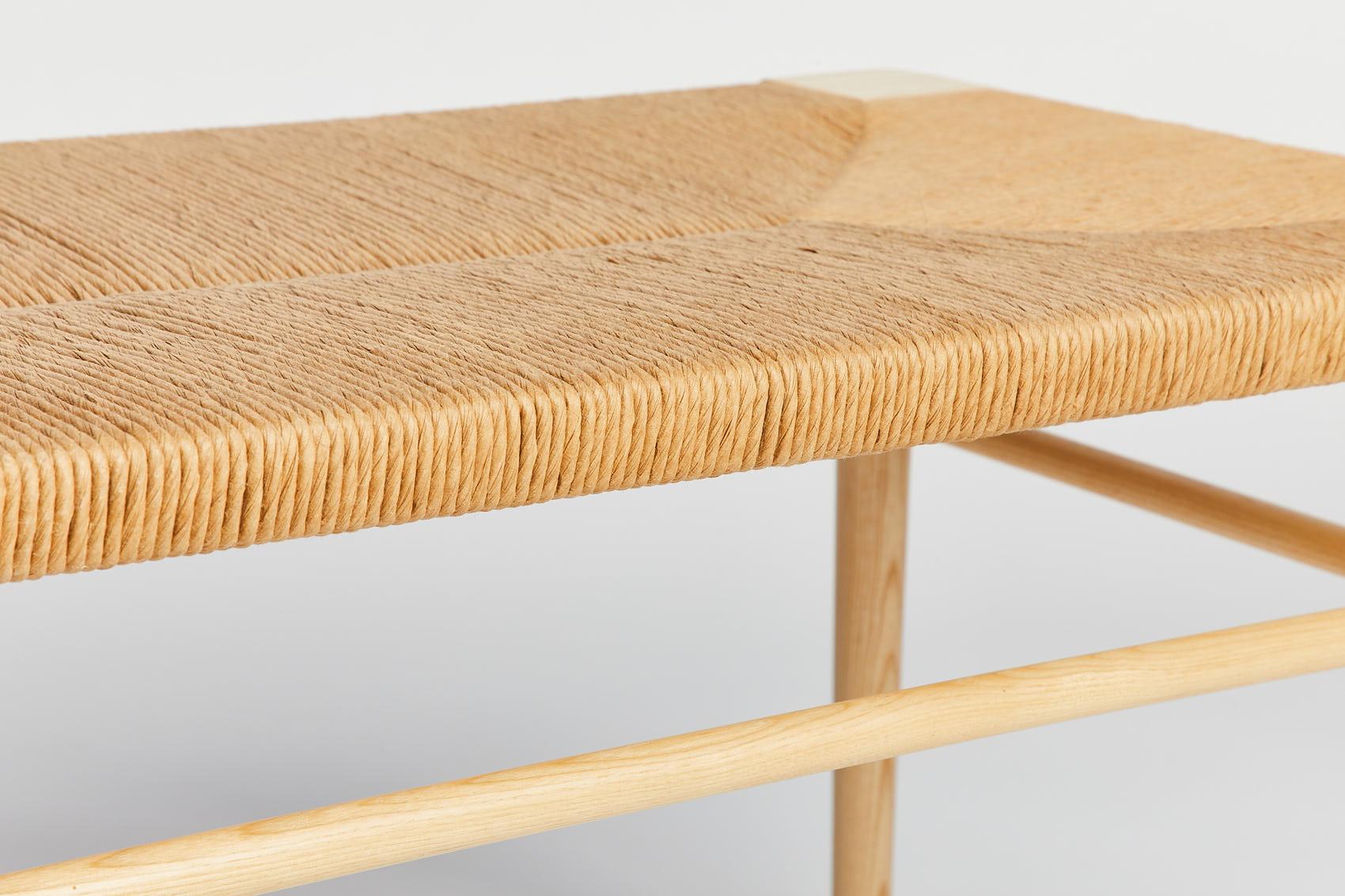 Woven Rush Bench in Ash by Mel Smilow In New Condition In New York, NY