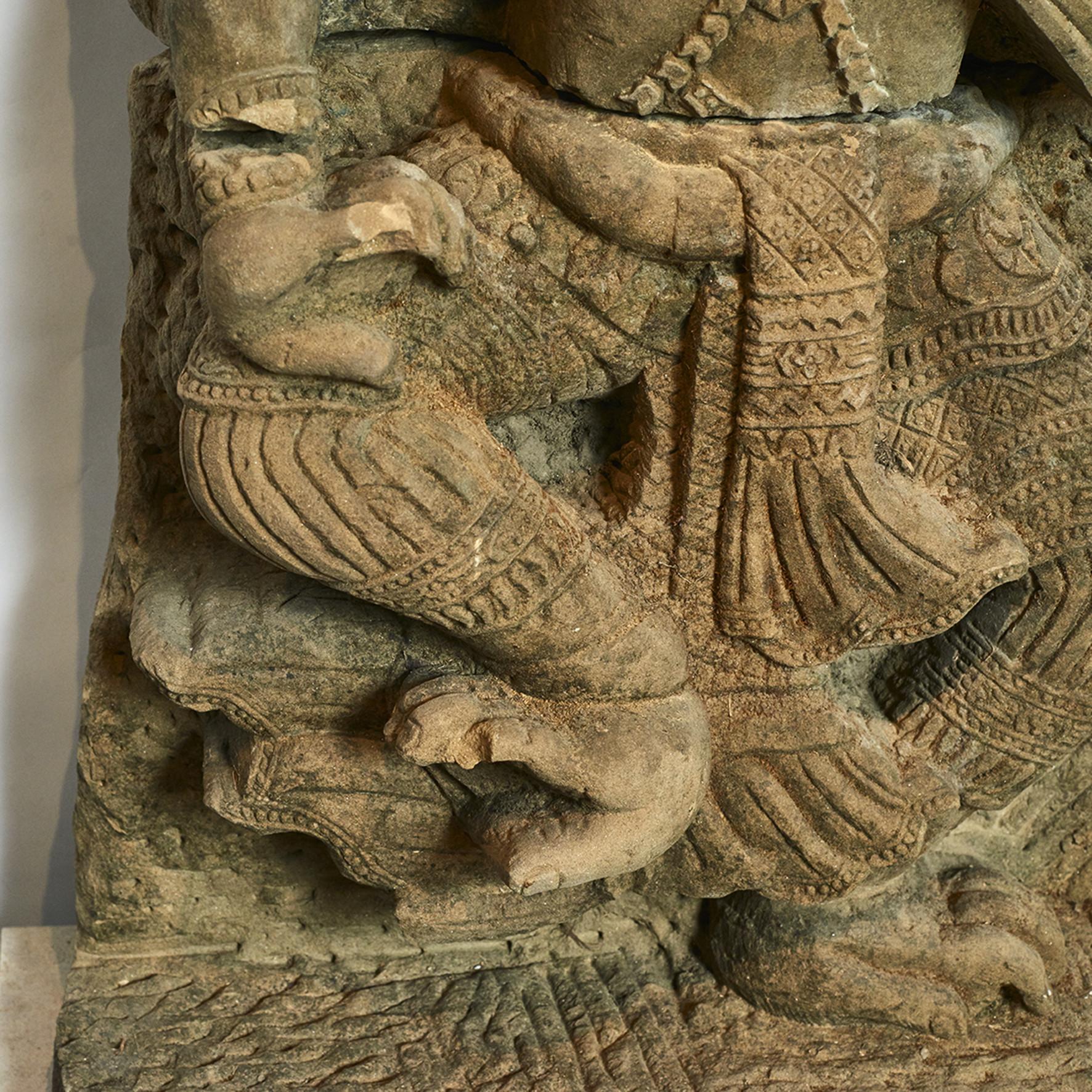 18th Century and Earlier 500-600 Year-Old Sandstone Sculpture of Hanuman, The Monkey God