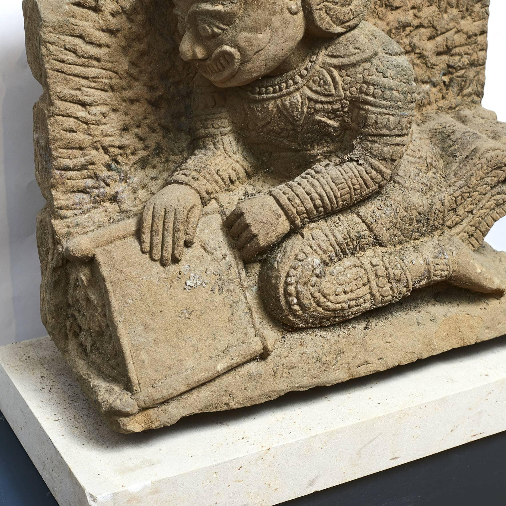 Burmese 500-600 Years Old Hindu Monkey-God Hanuman Carved In Sandstone For Sale