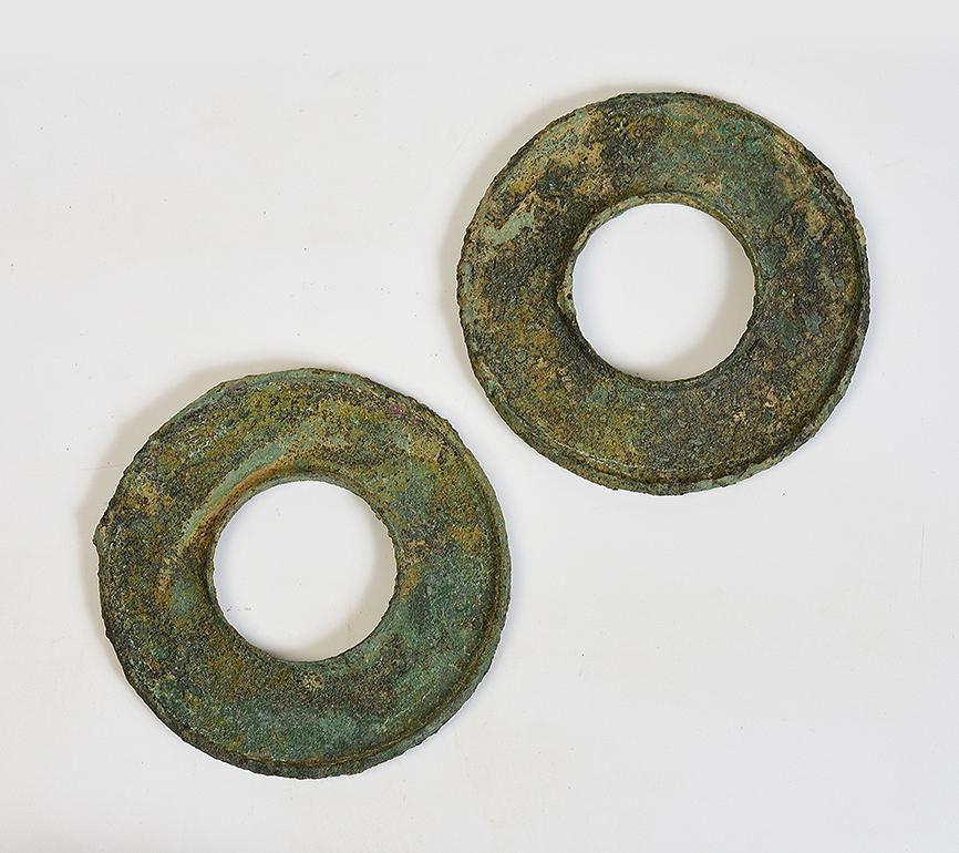 500 B.C., Dong Son, a Pair of Antique Khmer Bronze Bangle Bracelet 12