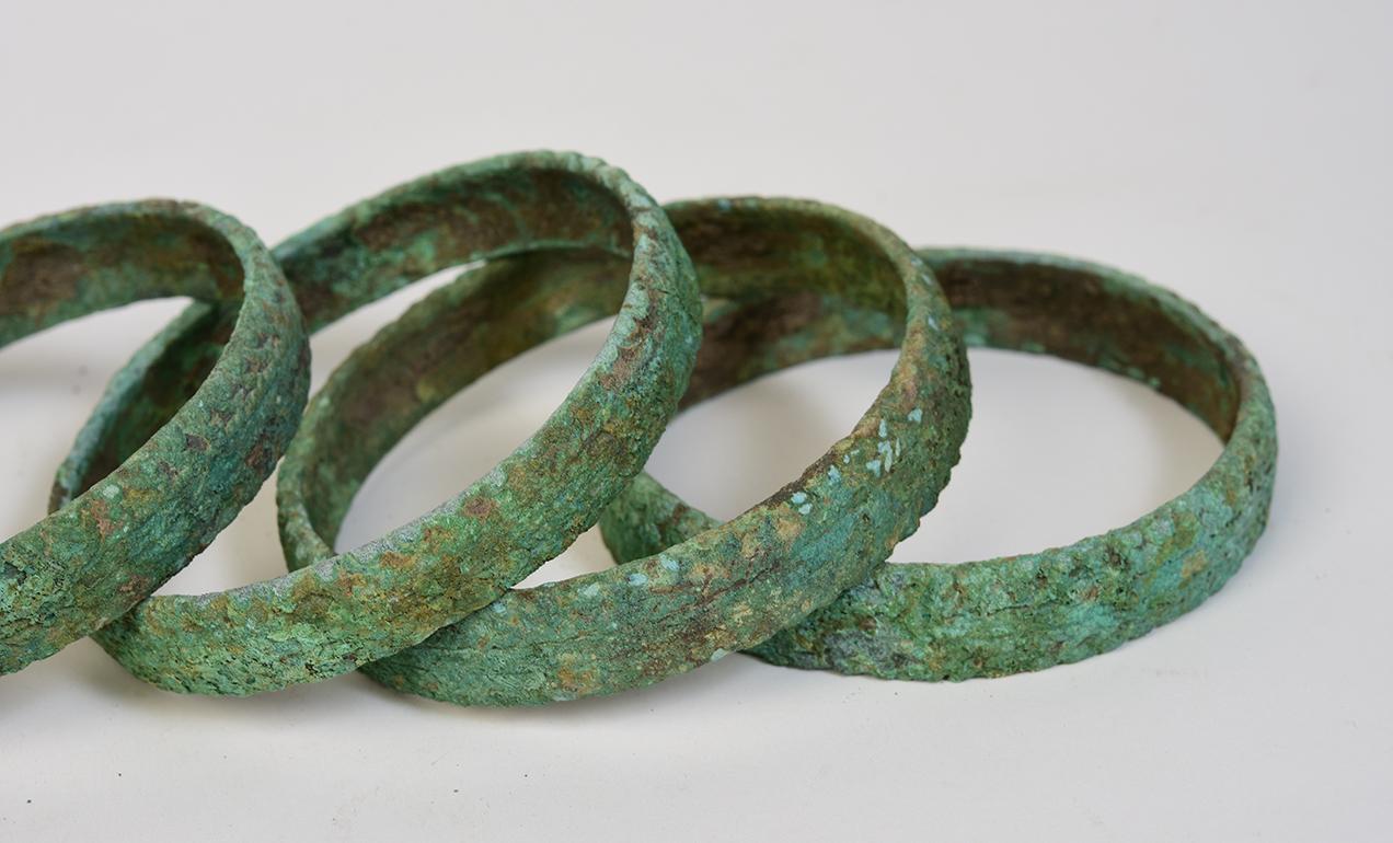 500 B.C., Dong Son, a Set of Antique Khmer Bronze Bangle Bracelet 4