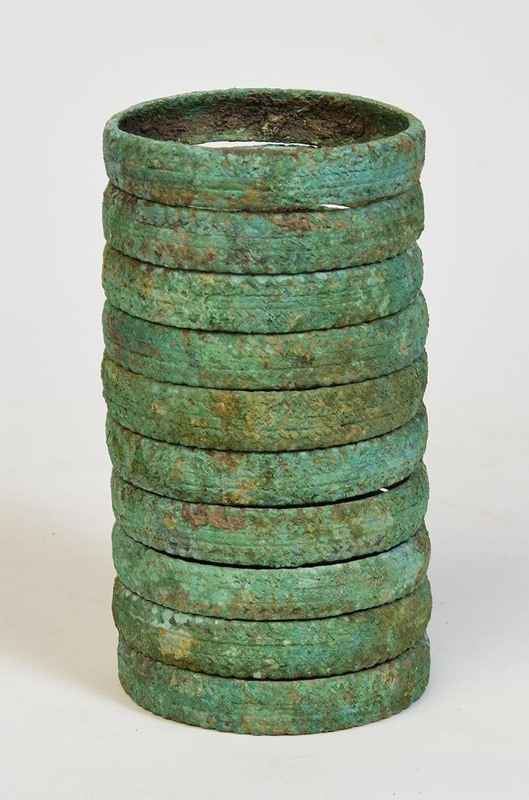 Hand-Carved 500 B.C., Dong Son, a Set of Antique Khmer Bronze Bangle Bracelet
