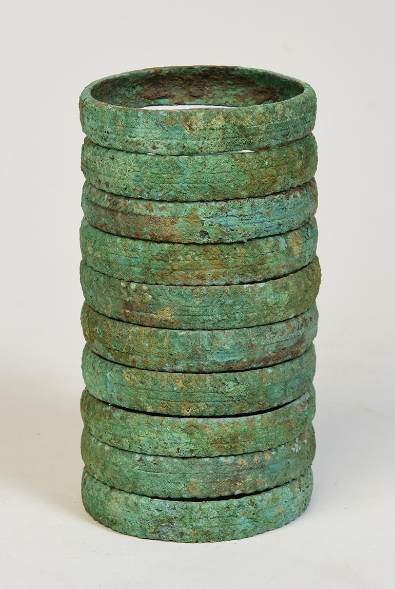18th Century and Earlier 500 B.C., Dong Son, a Set of Antique Khmer Bronze Bangle Bracelet