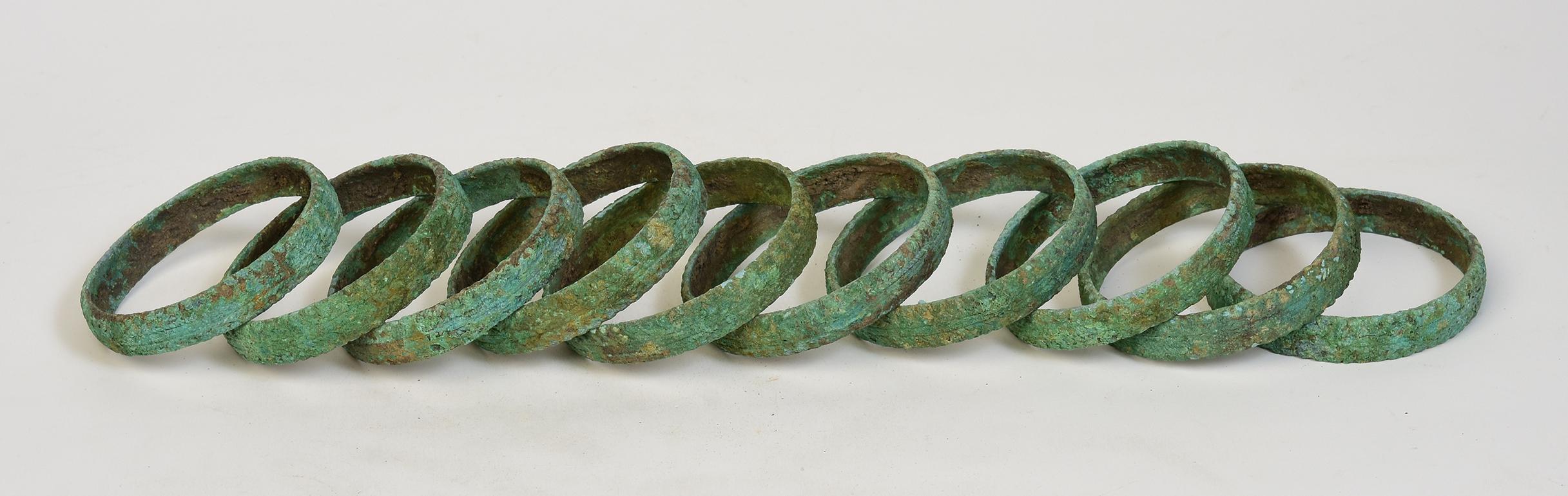 500 B.C., Dong Son, a Set of Antique Khmer Bronze Bangle Bracelet 1