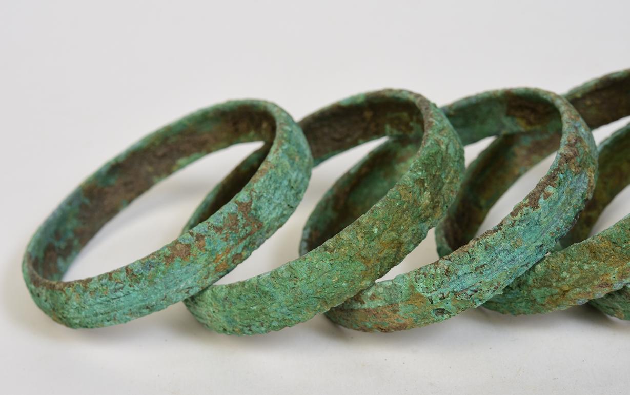 500 B.C., Dong Son, a Set of Antique Khmer Bronze Bangle Bracelet 2