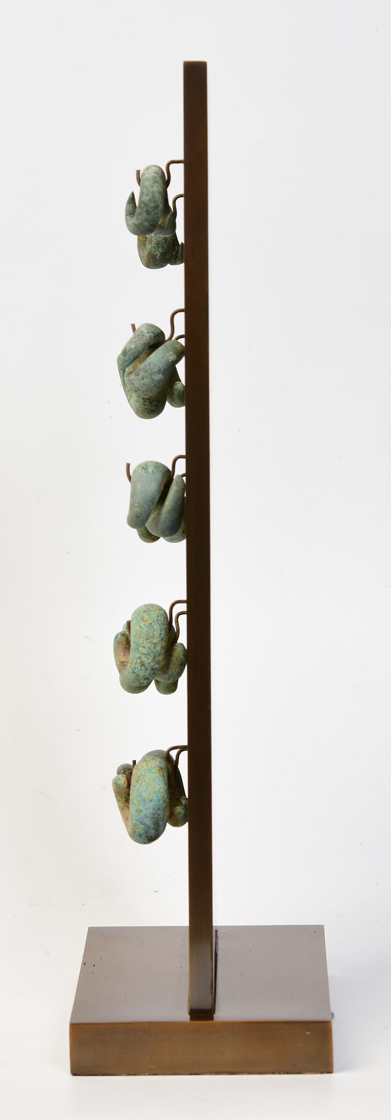 500 B.C., Dong Son, A Set of Antique Khmer Bronze Earrings with Stand For Sale 7