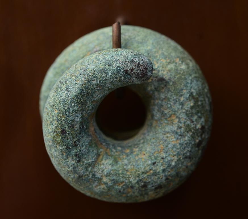 Metalwork 500 B.C., Dong Son, A Set of Antique Khmer Bronze Earrings with Stand