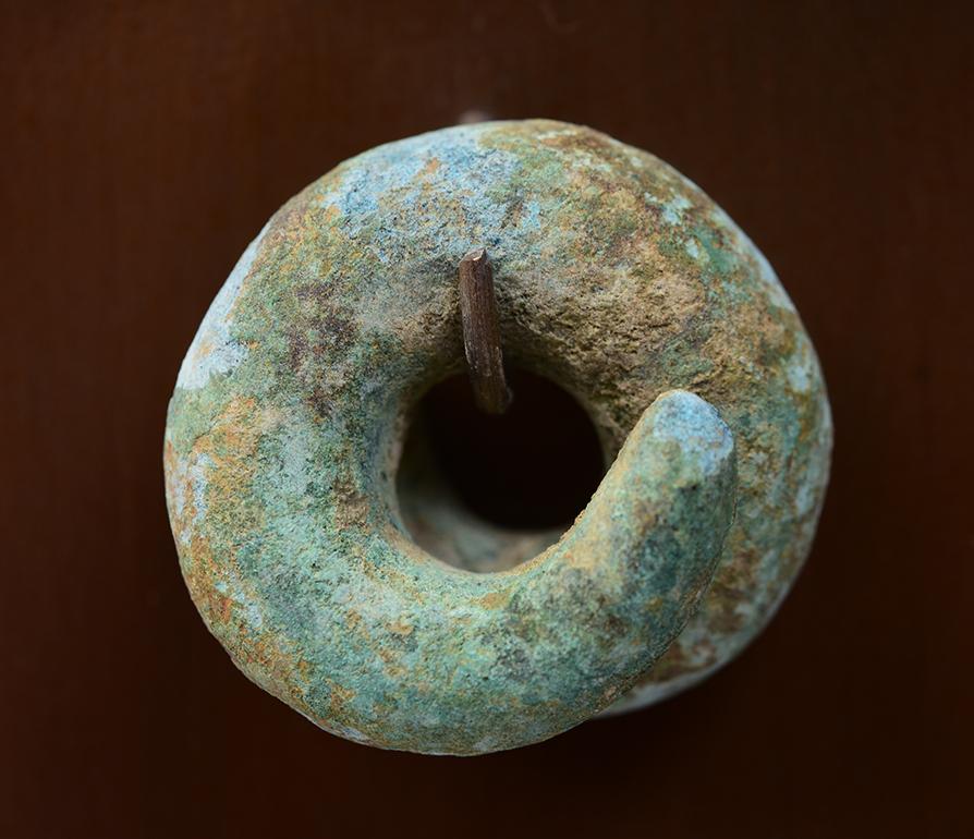 18th Century and Earlier 500 B.C., Dong Son, A Set of Antique Khmer Bronze Earrings with Stand