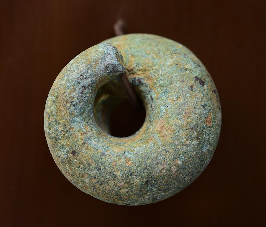 500 B.C., Dong Son, A Set of Antique Khmer Bronze Earrings with Stand 2