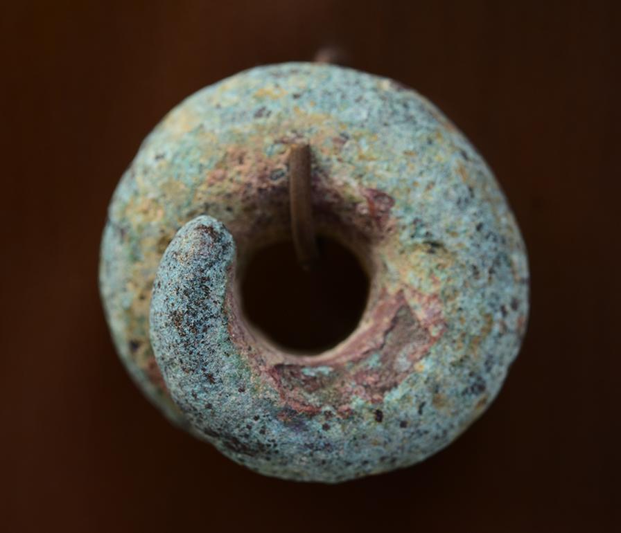 500 B.C., Dong Son, A Set of Antique Khmer Bronze Earrings with Stand 3