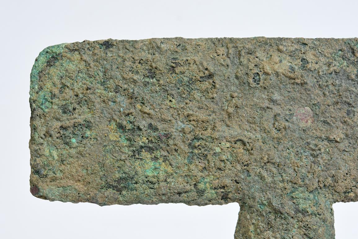 500 B.C, Dong Son, Antique Khmer Bronze Axe with Stand 5