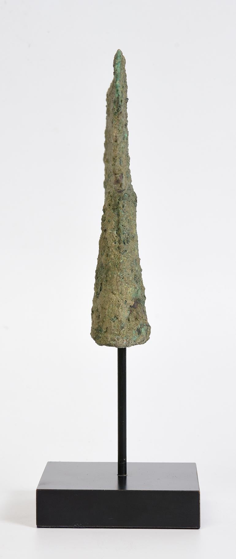 500 B.C, Dong Son, Antique Khmer Bronze Axe with Stand 3