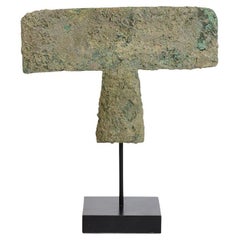 500 B.C, Dong Son, Used Khmer Bronze Axe with Stand