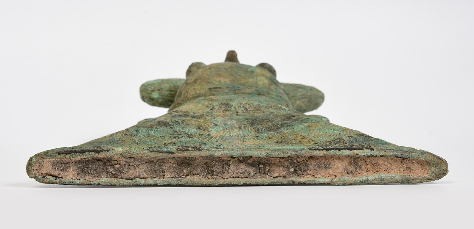 500 B.C, Dong Son, Antique Khmer Bronze Bell with Stand 7