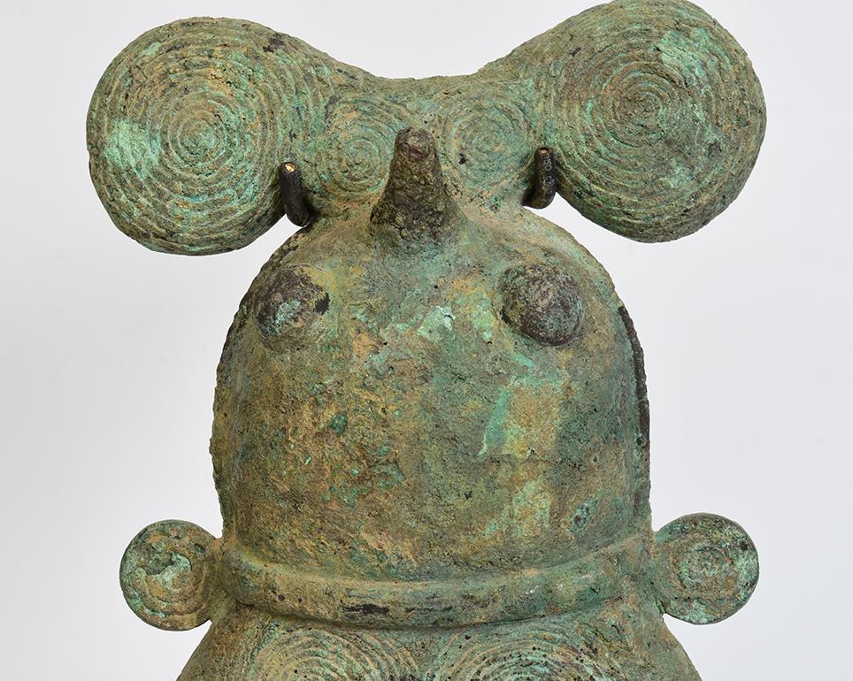 Cambodian 500 B.C, Dong Son, Antique Khmer Bronze Bell with Stand