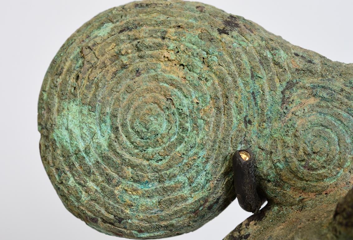 18th Century and Earlier 500 B.C, Dong Son, Antique Khmer Bronze Bell with Stand