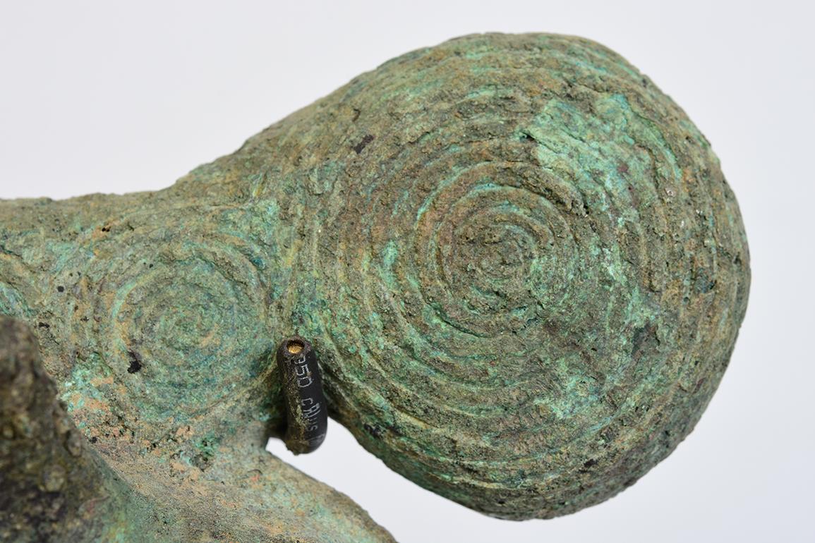 500 B.C, Dong Son, Antique Khmer Bronze Bell with Stand 1