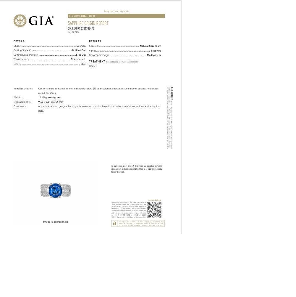 5.00 Carat Blue Sapphire Diamond Platinum Ring, GIA Certified In New Condition In Beverly Hills, CA